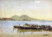 Christen Kobke The Bay of Naples with Vesuvius in the Background painting